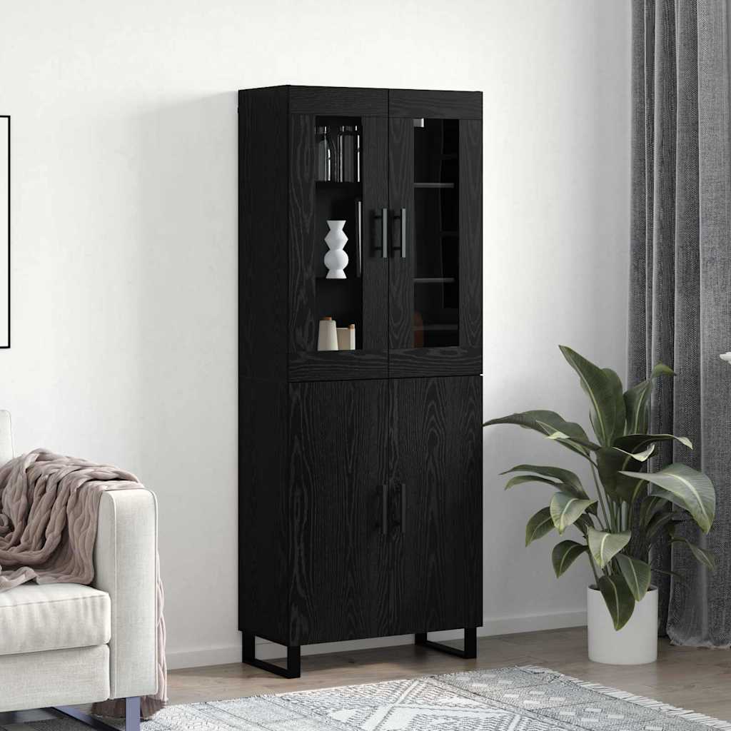 Highboard 69.5x34x180 cm Engineered Wood 2 Doors Black oak