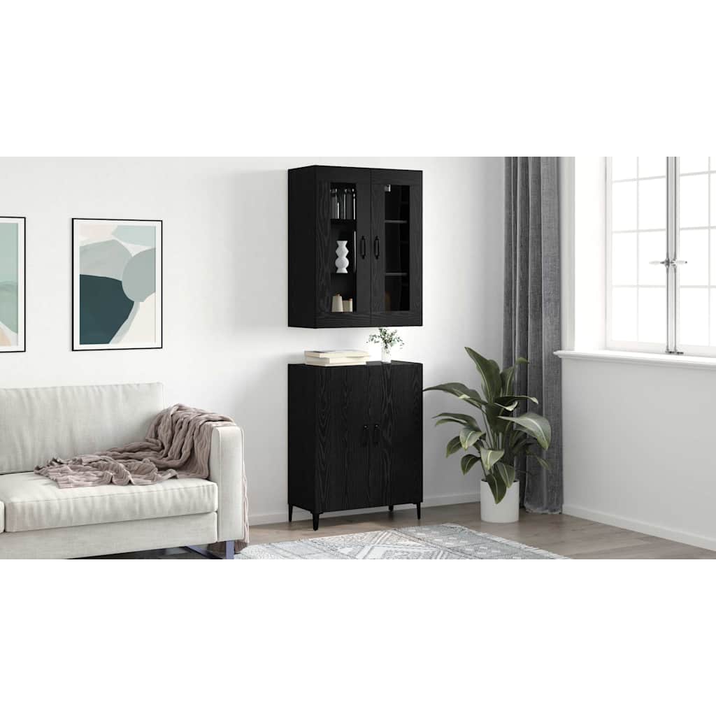 Highboard 69.5x34x180 cm Engineered Wood 2 Doors Black oak