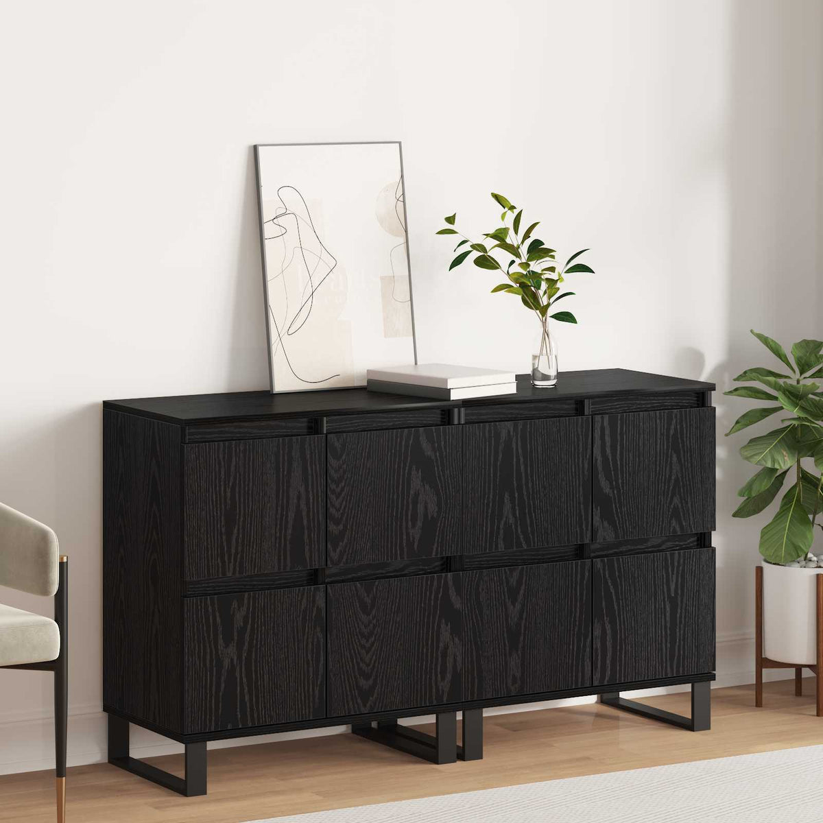 Sideboards Engineered Wood 2 pcs Black oak