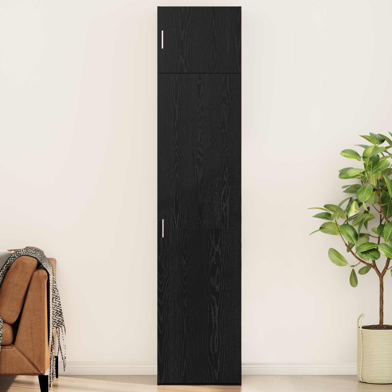 vidaXL Sideboard 2 pcs Black Oak 50 x 41 x225 cm 1