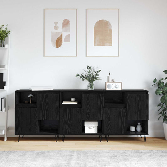 Sideboards Engineered Wood 3 pcs Black oak