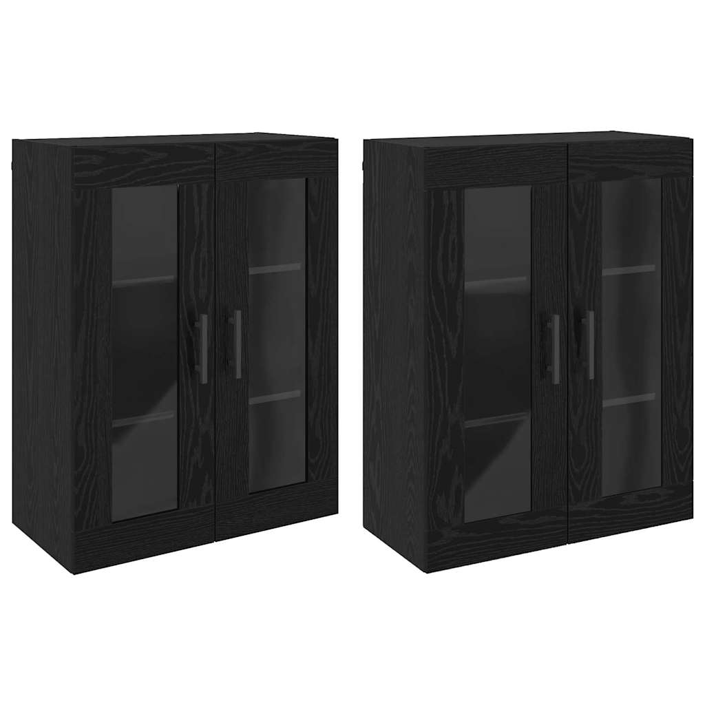 Wall Mounted Cabinets 2 pcs Engineered Wood Tube Black Black oak