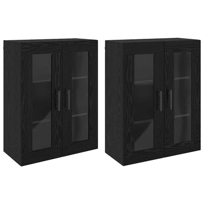 Wall Mounted Cabinets 2 pcs Engineered Wood Tube Black Black oak