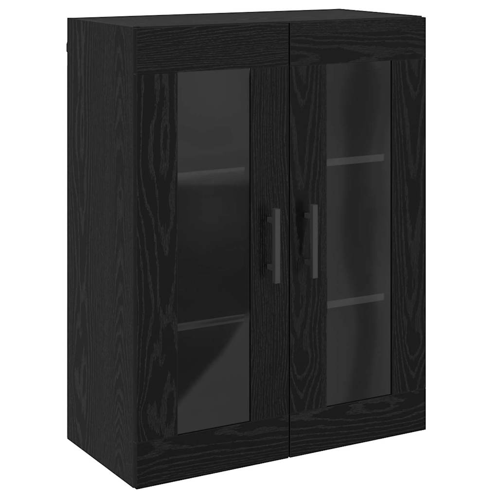 Wall Mounted Cabinets 2 pcs Engineered Wood Tube Black Black oak