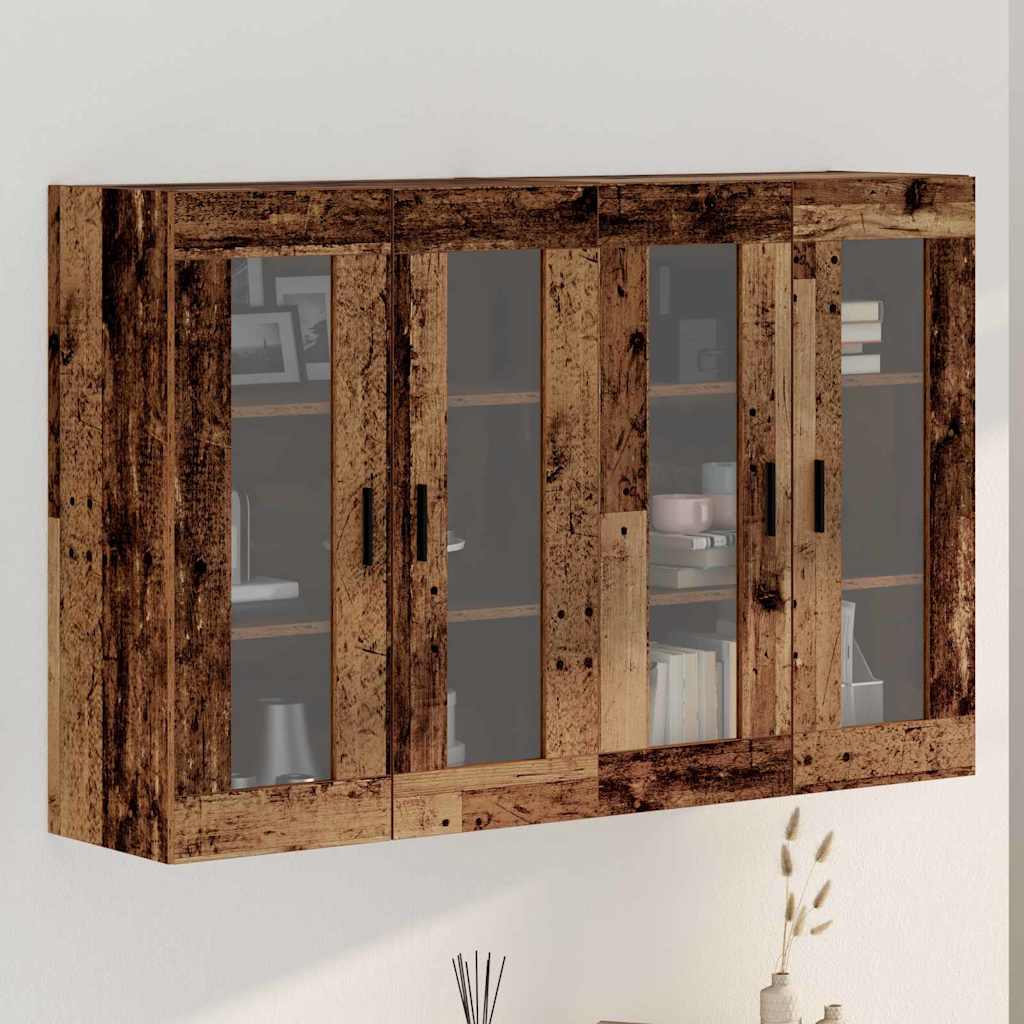Wall Mounted Cabinets 2 pcs Engineered Wood Groove Black Old wood