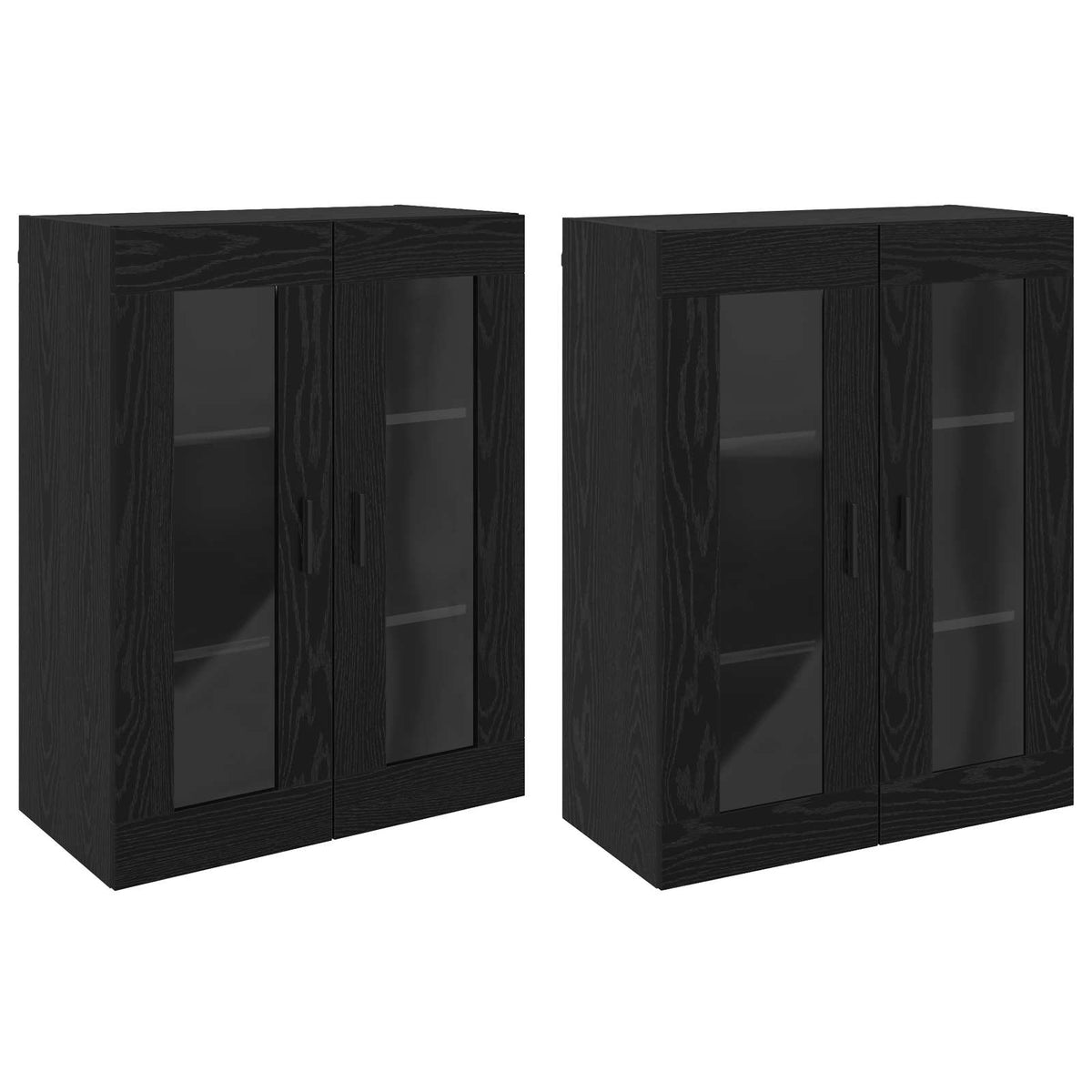 Wall Mounted Cabinets 2 pcs Engineered Wood Groove Black Black oak