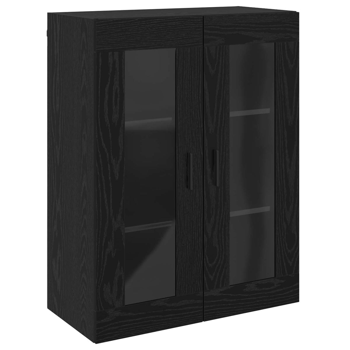 Wall Mounted Cabinets 2 pcs Engineered Wood Groove Black Black oak