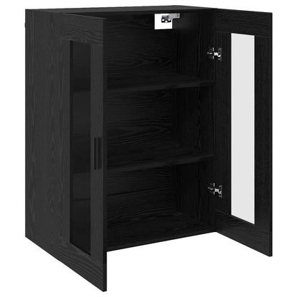 Wall Mounted Cabinets 2 pcs Engineered Wood Groove Black Black oak
