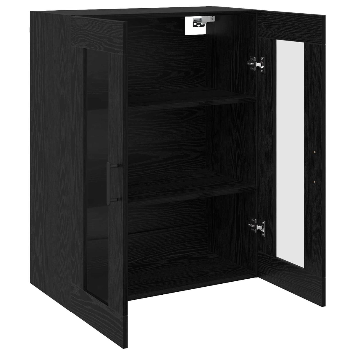 Wall Mounted Cabinets 2 pcs Engineered Wood Round Black Black oak