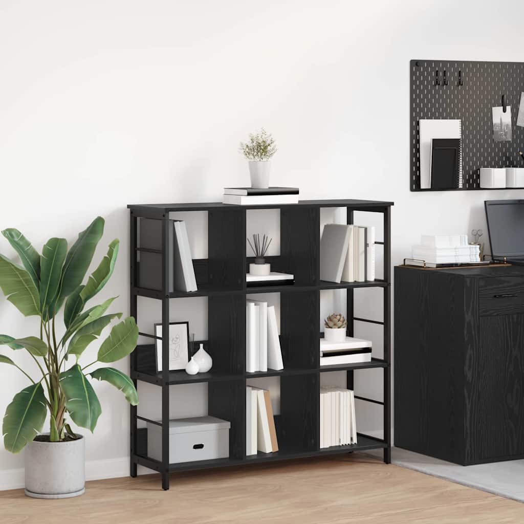 Bookshelf 9-Tier Engineered Wood Width 102 cm Black oak 104.5 cm