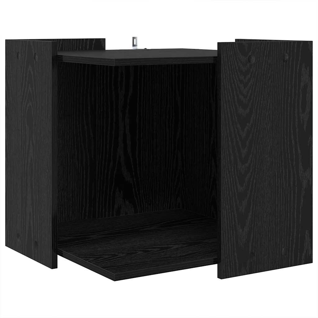 Cat Litter Box Enclosure Engineered Wood Black oak 53 cm 53 cm