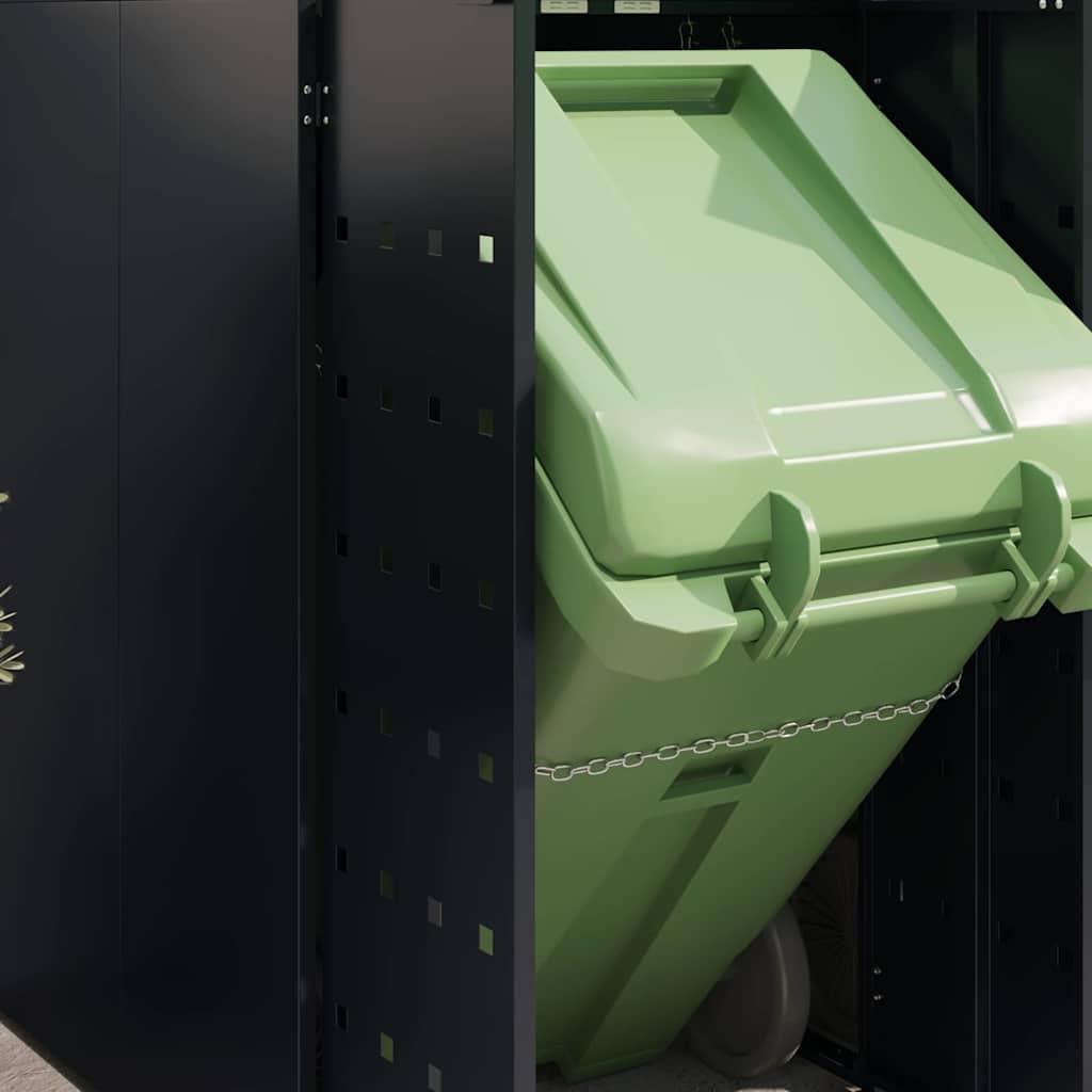 vidaXL Wheelie Bin Storage for 2 Bins Black 136 x 77.5 x 121.5 cm 5