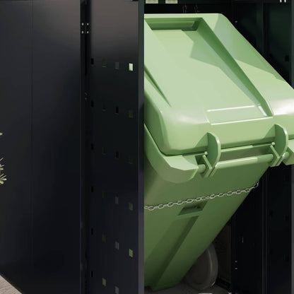 vidaXL Wheelie Bin Storage for 2 Bins Black 136 x 77.5 x 121.5 cm 5