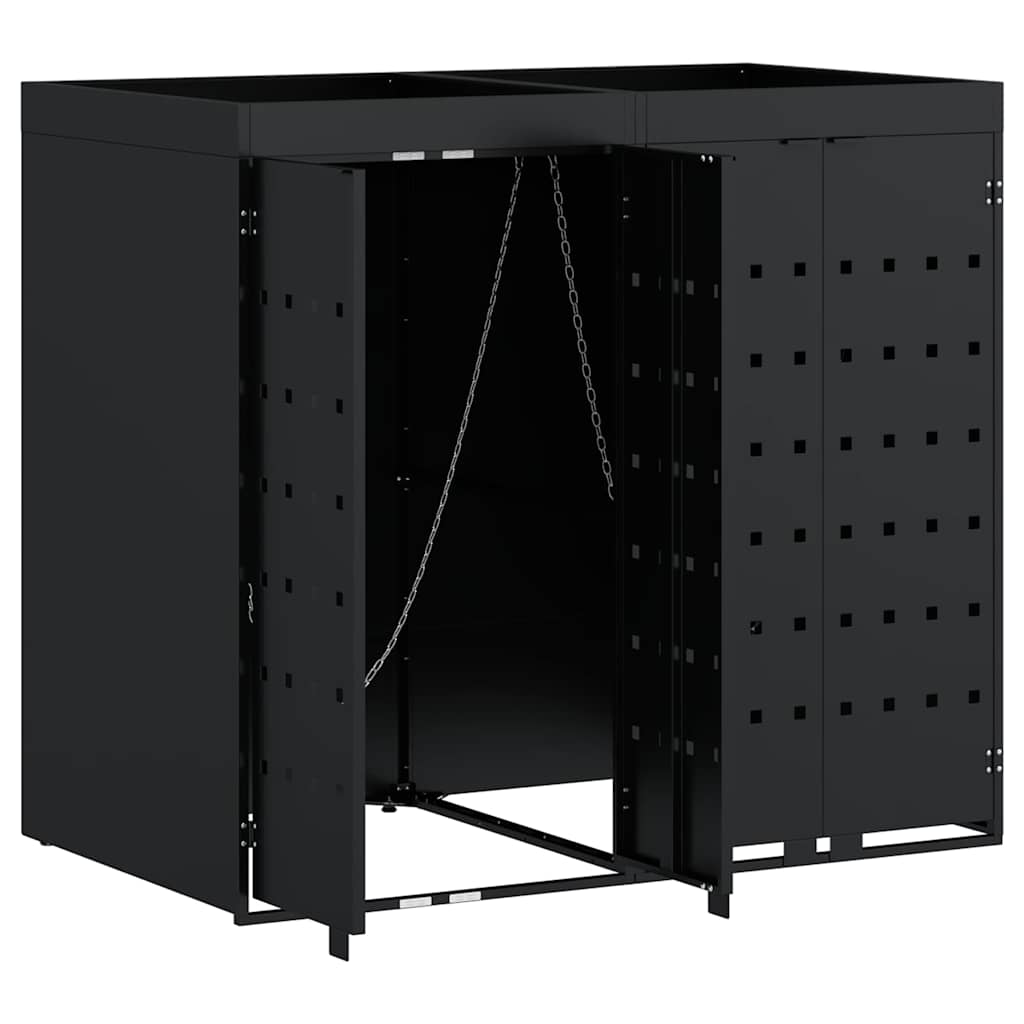 vidaXL Wheelie Bin Storage for 2 Bins Black 136 x 77.5 x 121.5 cm 6
