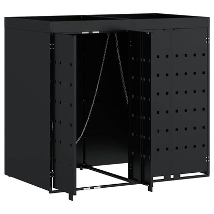 vidaXL Wheelie Bin Storage for 2 Bins Black 136 x 77.5 x 121.5 cm 6