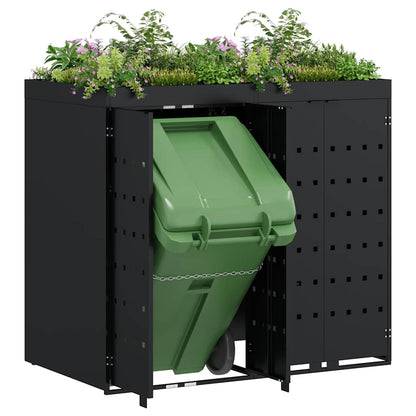 vidaXL Wheelie Bin Storage for 2 Bins Black 136 x 77.5 x 121.5 cm 3