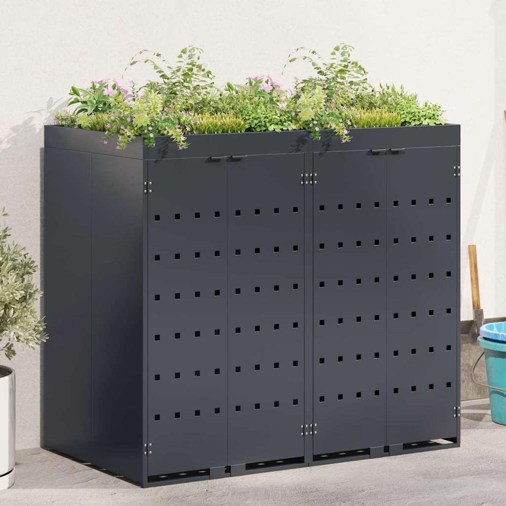 vidaXL Wheelie Bin Storage for 2 Bins Anthracite 136 x 77.5 x 121.5 cm 1