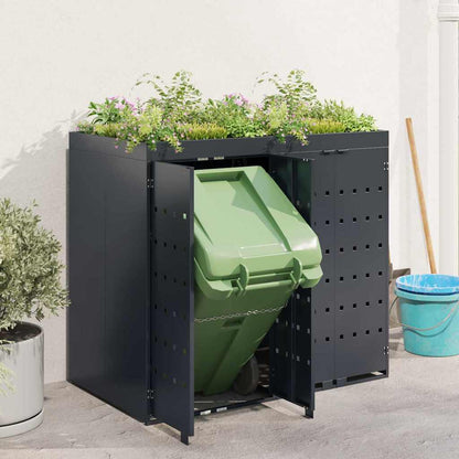 vidaXL Wheelie Bin Storage for 2 Bins Anthracite 136 x 77.5 x 121.5 cm 4