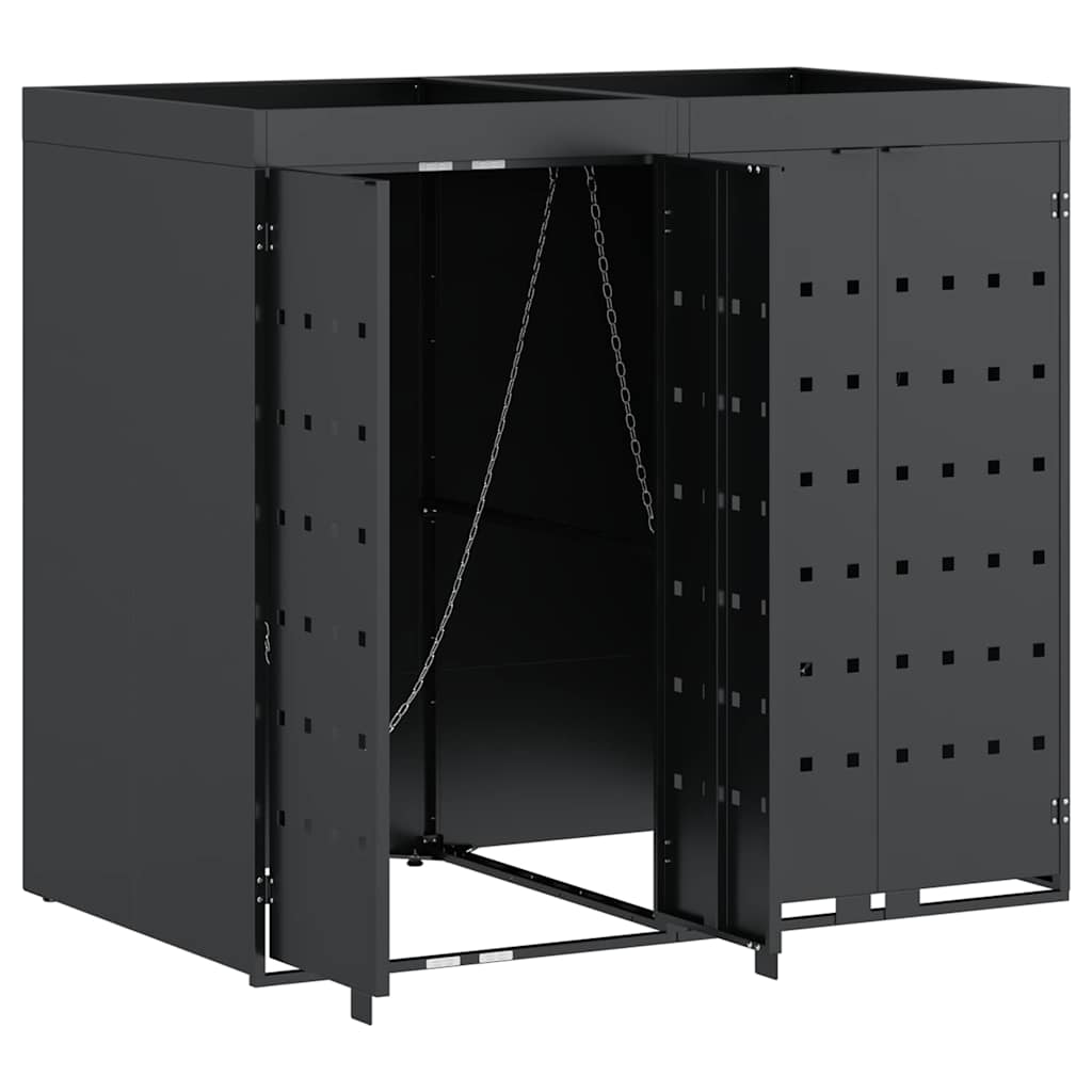 vidaXL Wheelie Bin Storage for 2 Bins Anthracite 136 x 77.5 x 121.5 cm 6