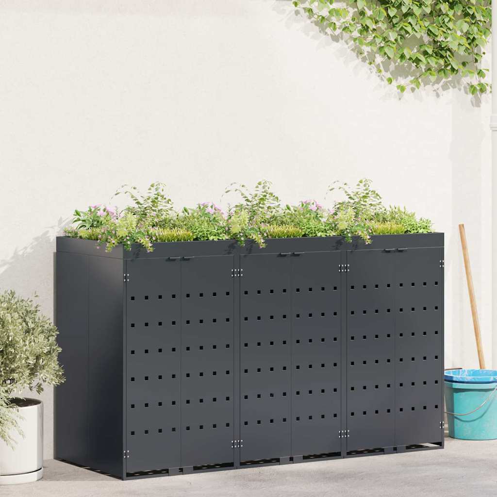Wheelie Bin Storage with Planter Roof for Single 240L Bin Planter top Anthracite 3