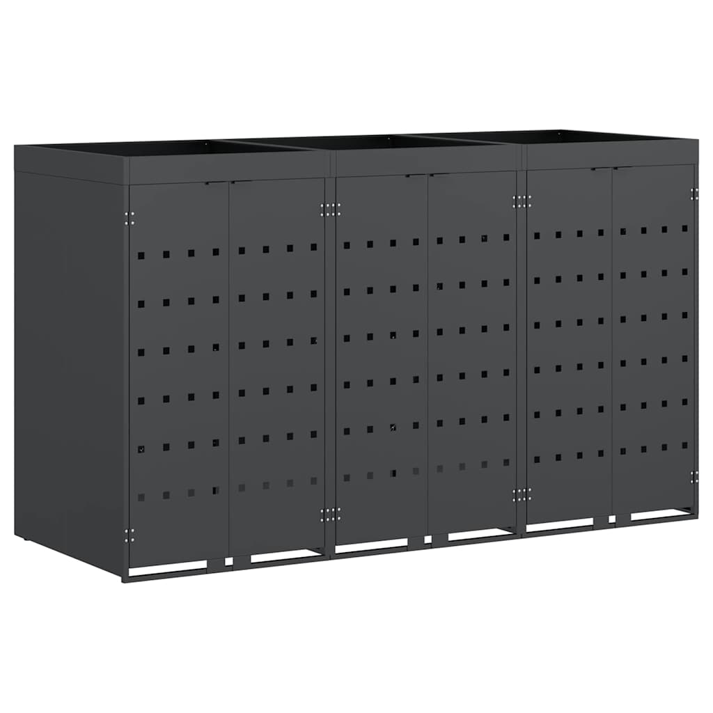 vidaXL Wheelie Bin Storage for 3 Bins Anthracite 204 x 77.5 x 121.5 cm 2