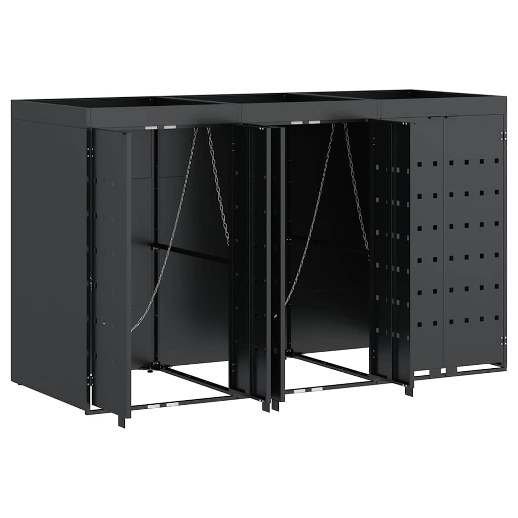 vidaXL Wheelie Bin Storage for 3 Bins Anthracite 204 x 77.5 x 121.5 cm 6