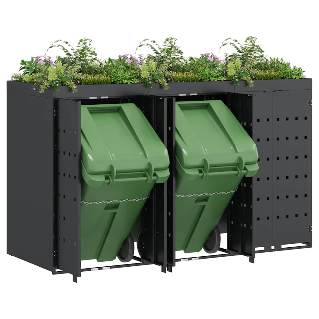 Wheelie Bin Storage with Planter Roof for Single 240L Bin Planter top Anthracite 3