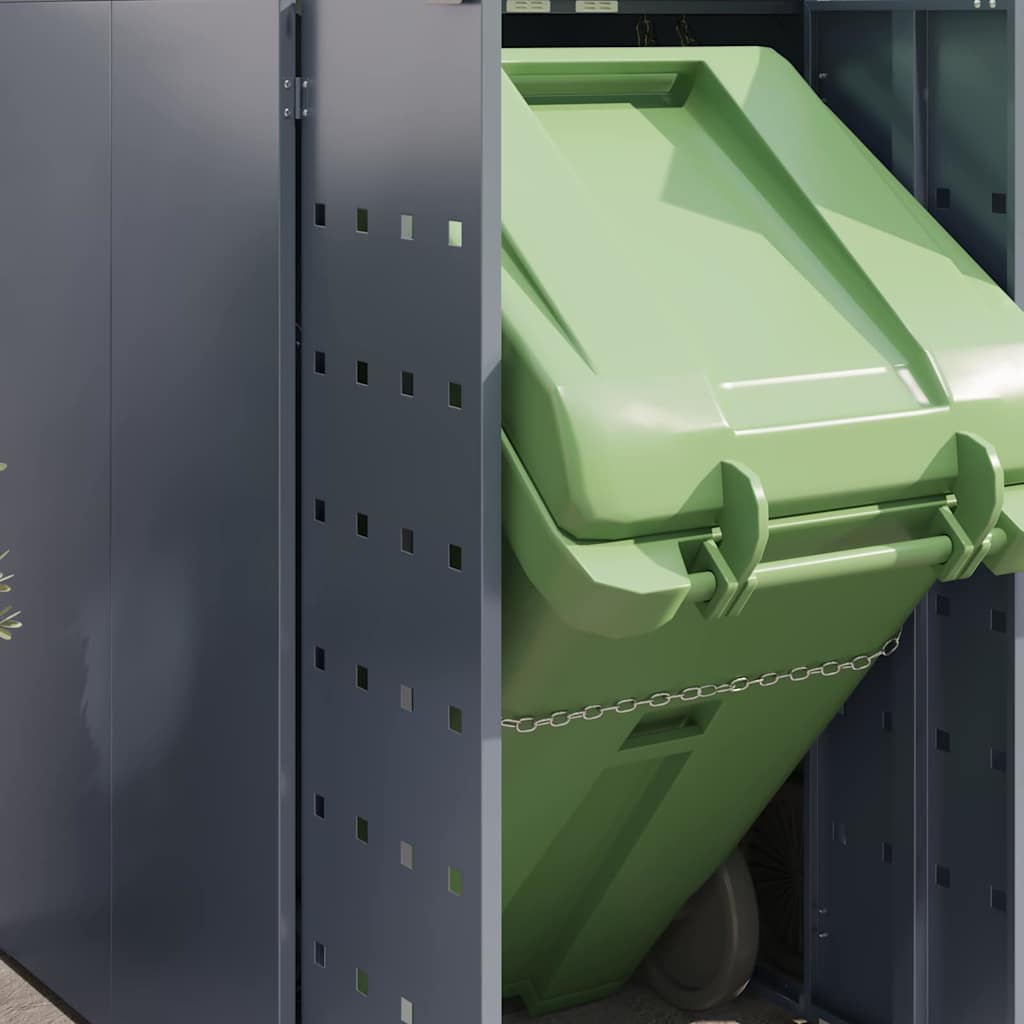 vidaXL Wheelie Bin Storage for 2 Bins Light Grey 136 x 77.5 x 121.5 cm 5