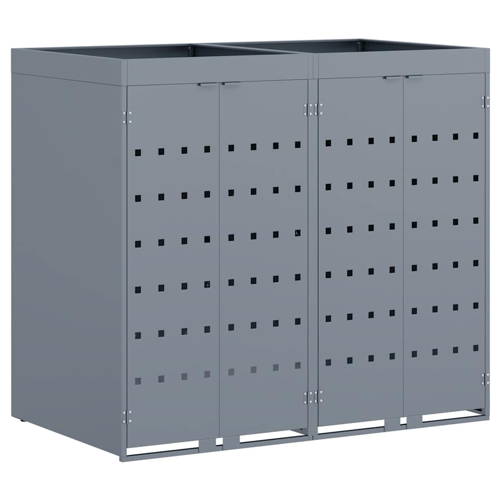 vidaXL Wheelie Bin Storage for 2 Bins Light Grey 136 x 77.5 x 121.5 cm 2