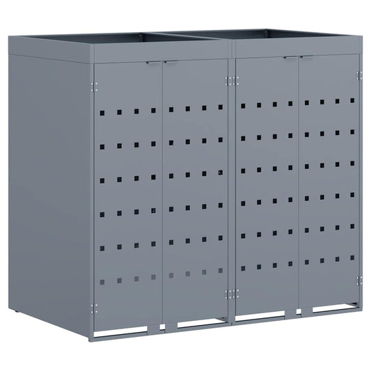 vidaXL Wheelie Bin Storage for 2 Bins Light Grey 136 x 77.5 x 121.5 cm 2