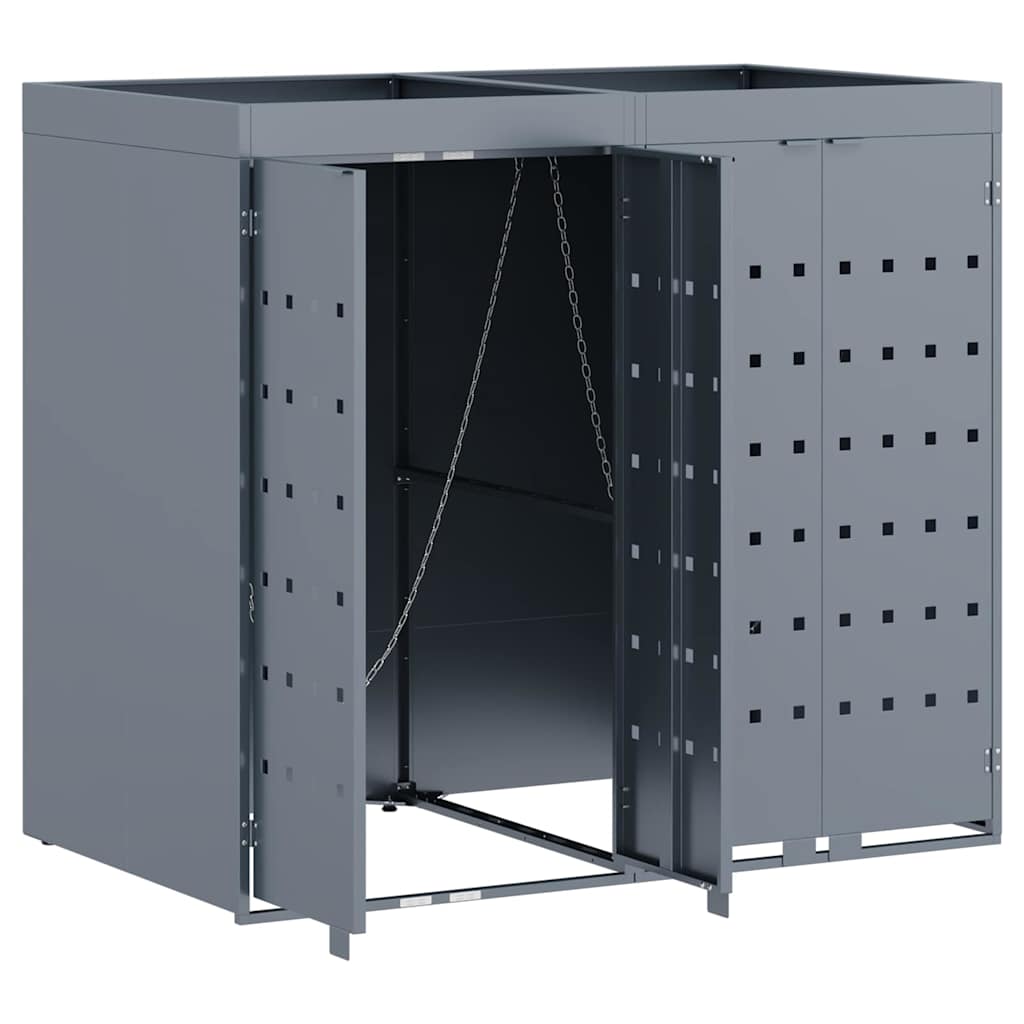 vidaXL Wheelie Bin Storage for 2 Bins Light Grey 136 x 77.5 x 121.5 cm 6