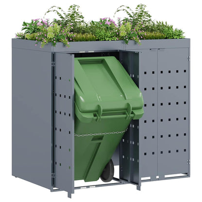 vidaXL Wheelie Bin Storage for 2 Bins Light Grey 136 x 77.5 x 121.5 cm 3
