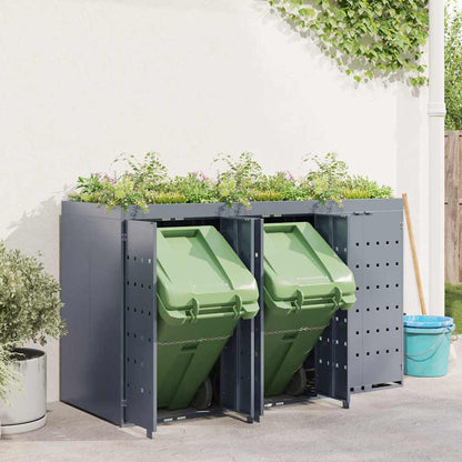 vidaXL Wheelie Bin Storage for 3 Bins Light Grey 204 x 77.5 x 121.5 cm 4