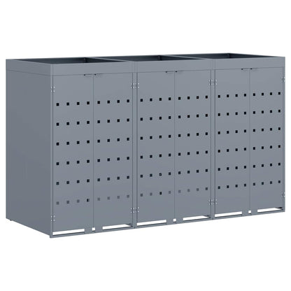 vidaXL Wheelie Bin Storage for 3 Bins Light Grey 204 x 77.5 x 121.5 cm 2