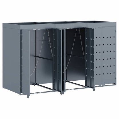 vidaXL Wheelie Bin Storage for 3 Bins Light Grey 204 x 77.5 x 121.5 cm 6