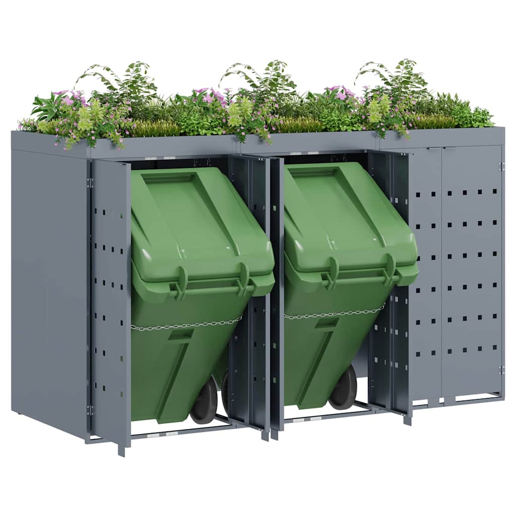 vidaXL Wheelie Bin Storage for 3 Bins Light Grey 204 x 77.5 x 121.5 cm 3