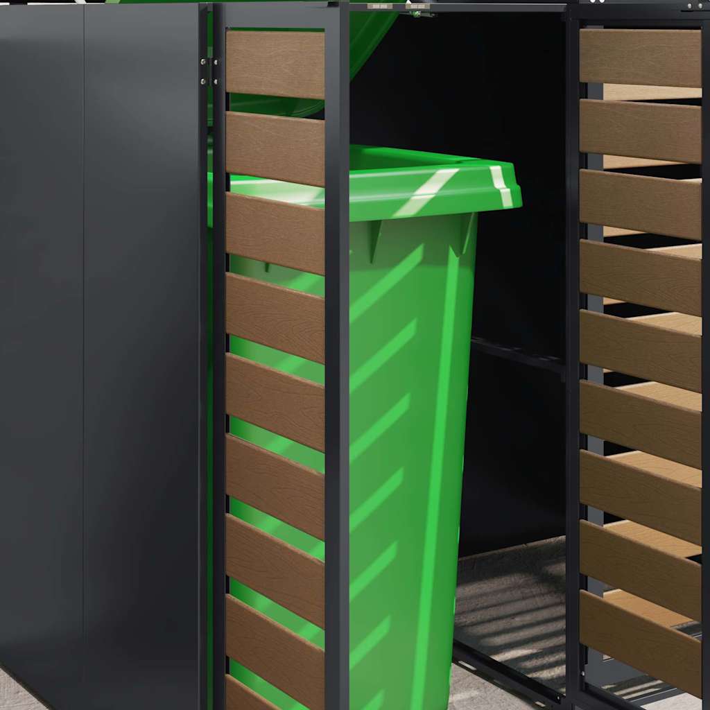 vidaXL Wheelie Bin Storage for 2 Bins Steel Anthracite 5
