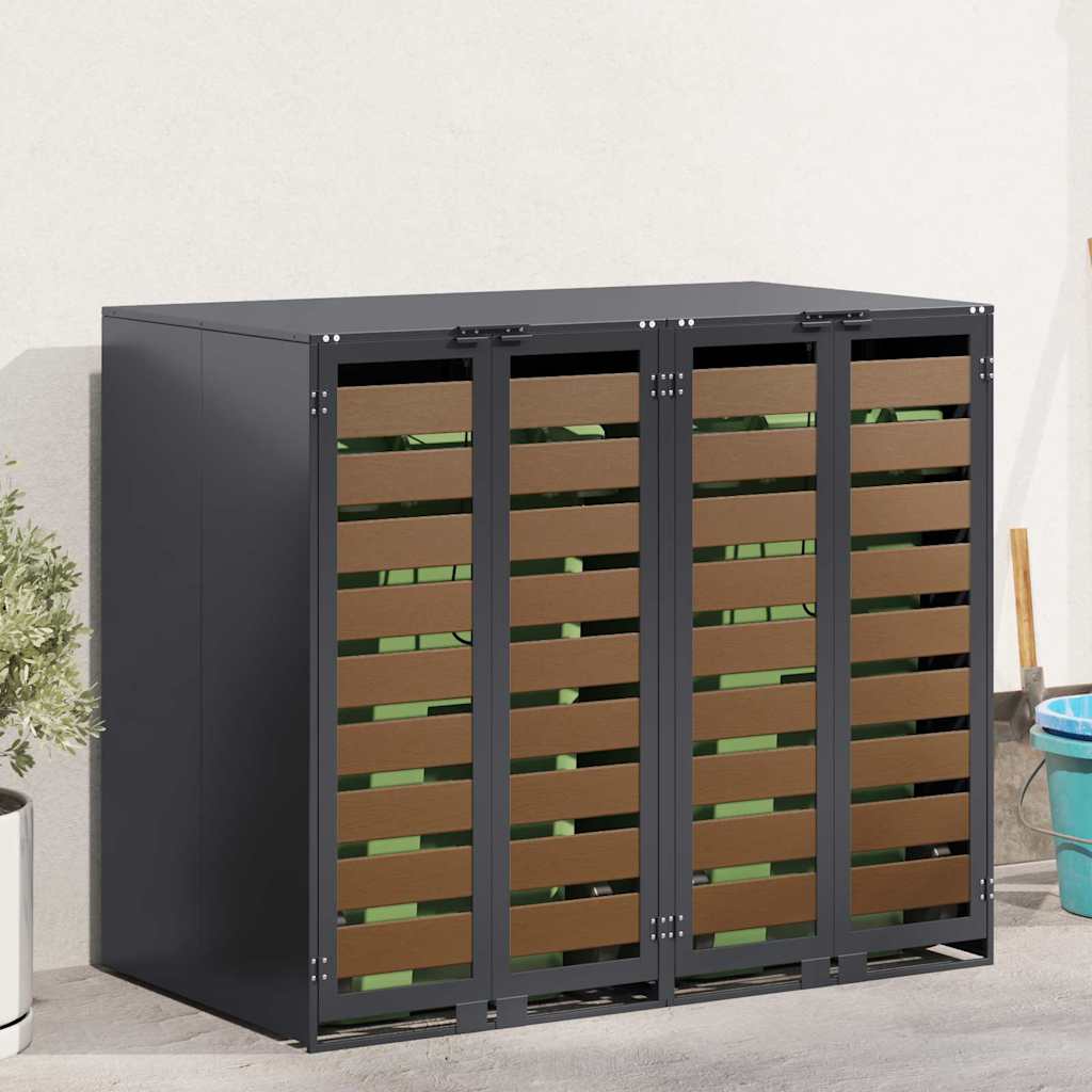 vidaXL Wheelie Bin Storage for 2 Bins Steel Anthracite 1