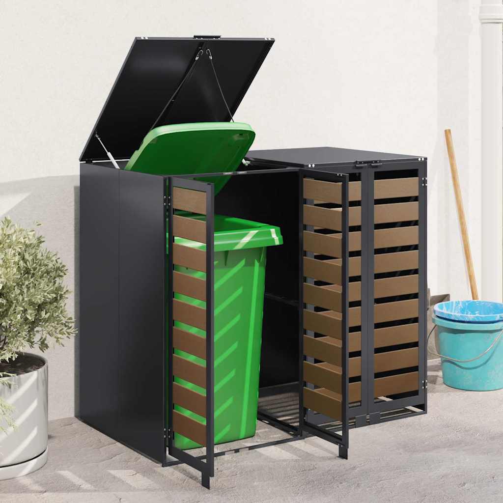 vidaXL Wheelie Bin Storage for 2 Bins Steel Anthracite 4