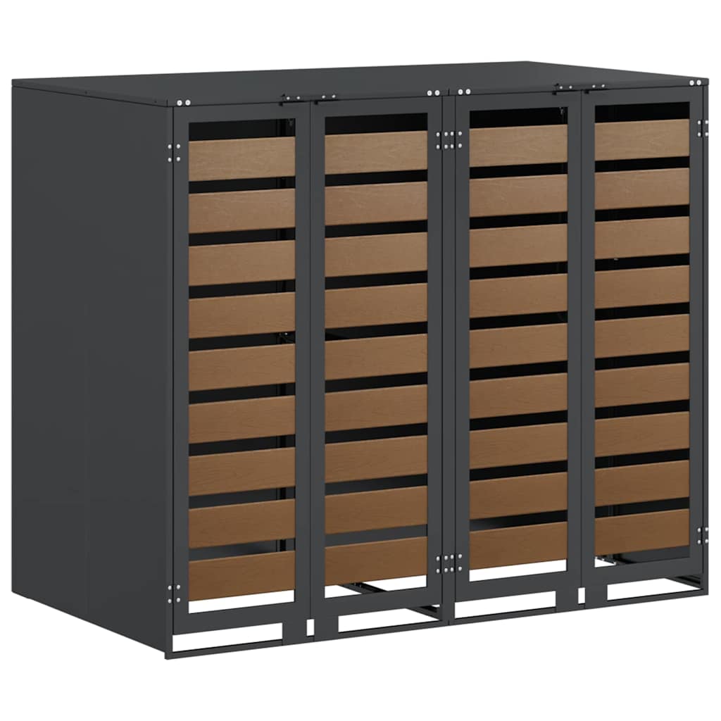 vidaXL Wheelie Bin Storage for 2 Bins Steel Anthracite 2