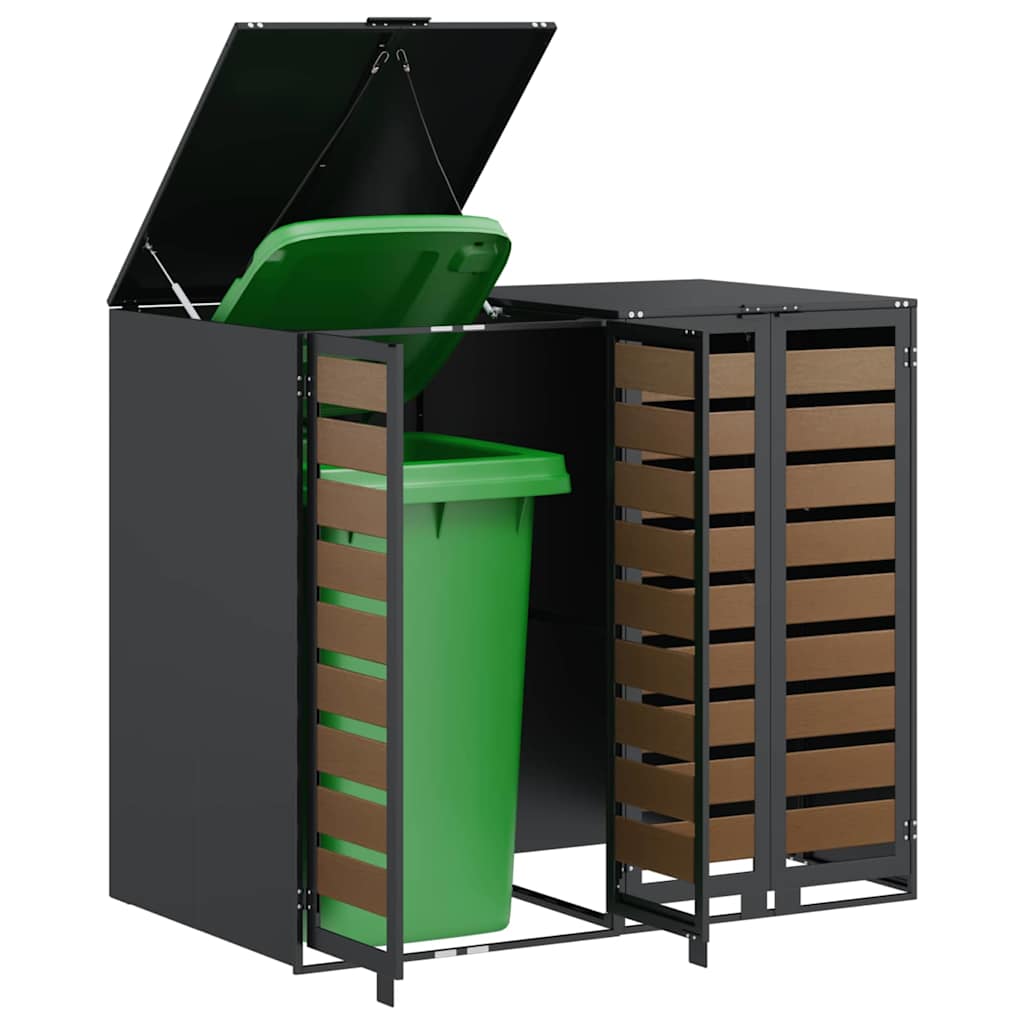 vidaXL Wheelie Bin Storage for 2 Bins Steel Anthracite 3