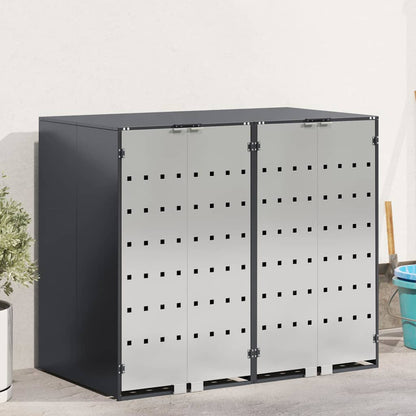 vidaXL Wheelie Bin Storage for 2 Bins Stainless Steel Anthracite 1
