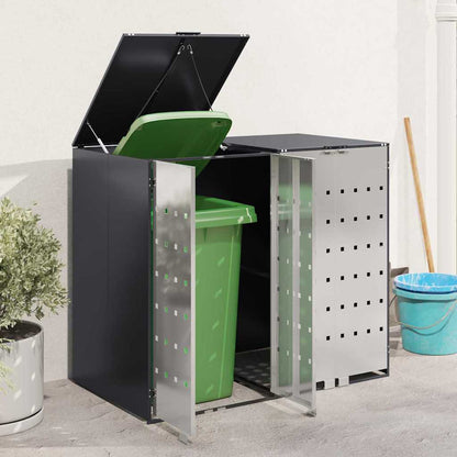vidaXL Wheelie Bin Storage for 2 Bins Stainless Steel Anthracite 4