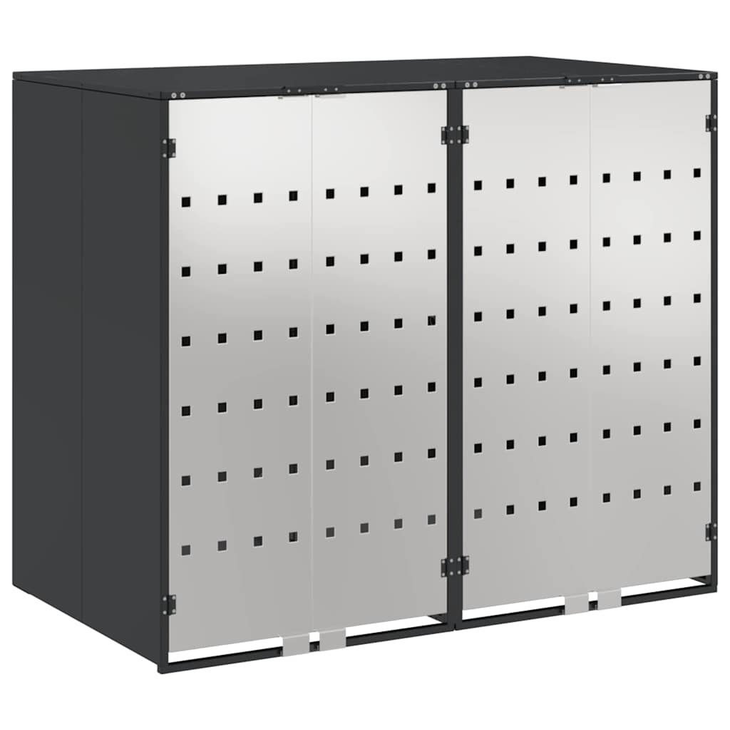 vidaXL Wheelie Bin Storage for 2 Bins Stainless Steel Anthracite 2