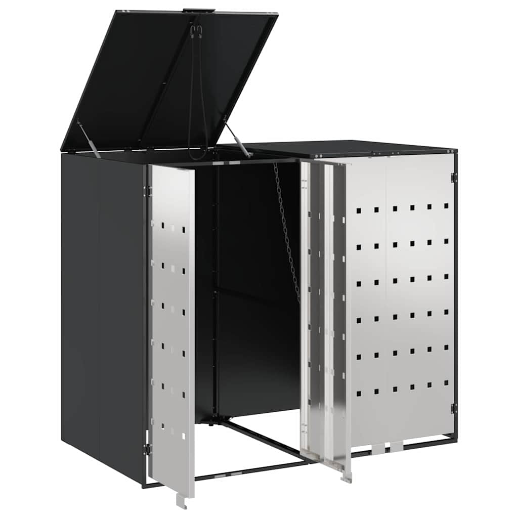 vidaXL Wheelie Bin Storage for 2 Bins Stainless Steel Anthracite 5