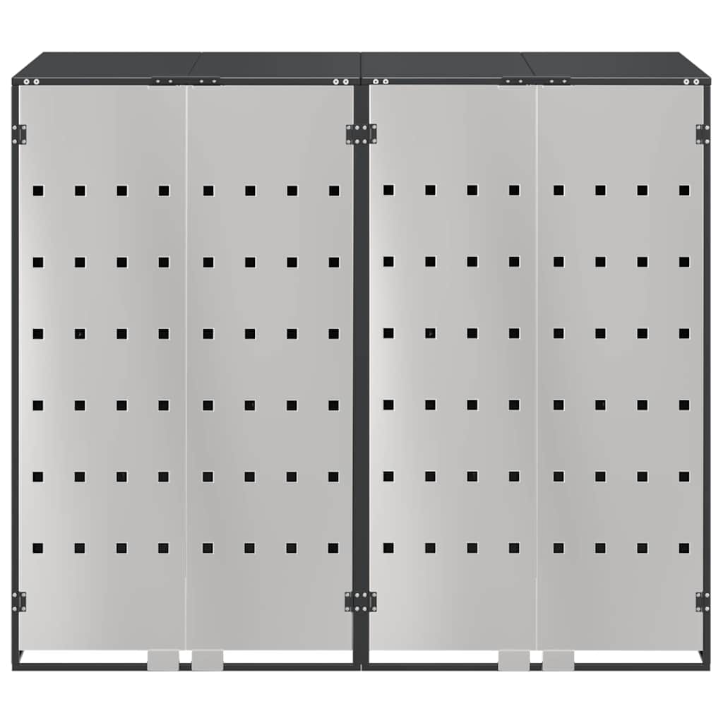 vidaXL Wheelie Bin Storage for 2 Bins Stainless Steel Anthracite 6