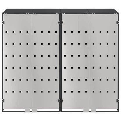 vidaXL Wheelie Bin Storage for 2 Bins Stainless Steel Anthracite 6