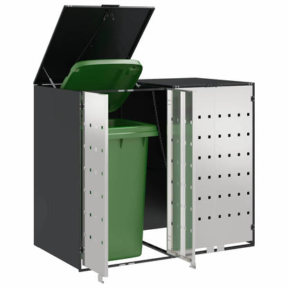 vidaXL Wheelie Bin Storage for 2 Bins Stainless Steel Anthracite 3