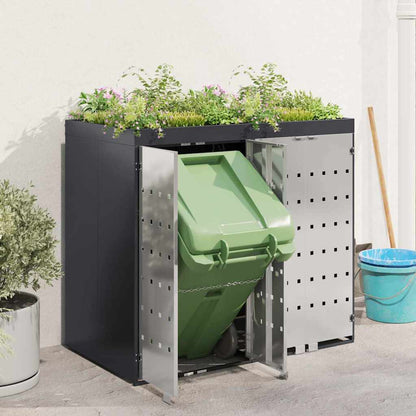 vidaXL Wheelie Bin Storage for 2 Bins Stainless Steel Anthracite 4