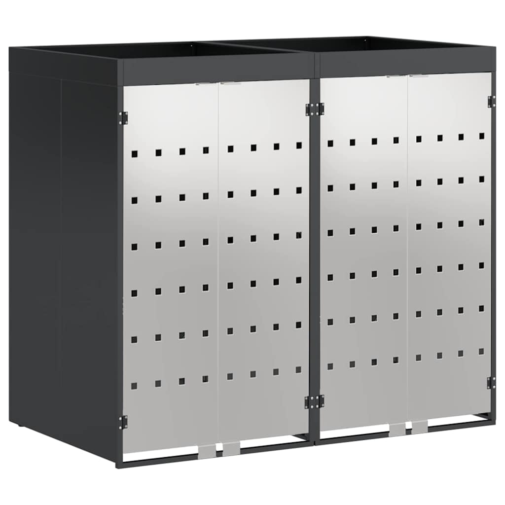 vidaXL Wheelie Bin Storage for 2 Bins Stainless Steel Anthracite 2